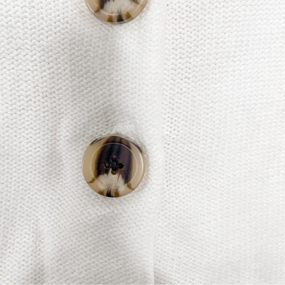 Quince Ivory 100% Organic Cotton Button Front Cropped Cardigan Sweater - Picture 4 of 8